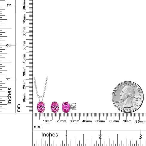 Gem Stone King 3.00 Cttw Oval Pink Topaz Earrings Pendant Set for Women | 925 Sterling Silver | Oval 7X5MM | Gemstone Birthstone | With 18 Inches Chain in Saudi Arabia