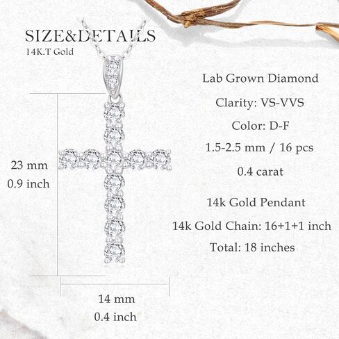 SISGEM 14k White Gold Lab Grow Dimaond Cross Necklace and Earrings for Women, Confirmation Jewelry Set for Her in Saudi Arabia