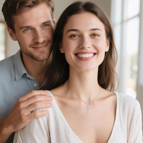 SISGEM 14k White Gold Lab Grow Dimaond Cross Necklace and Earrings for Women, Confirmation Jewelry Set for Her in Saudi Arabia