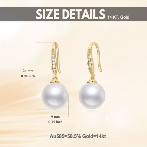 14K Gold Natural Diamond Pearl Earrings and Necklace (with 14k Gold Box Chain), Fine Jewelry for Her in Saudi Arabia
