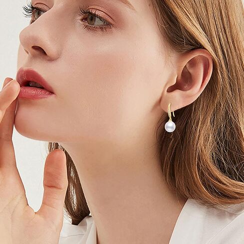 14K Gold Natural Diamond Pearl Earrings and Necklace (with 14k Gold Box Chain), Fine Jewelry for Her in Saudi Arabia