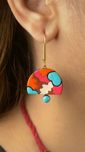 Lightweight Clay Necklace and Earring Set, Colorful Abstract Pattern Jewelry for Valentine Gifts, Perfect Mother’s Day Gift for Mom, Unique Handmade Jewelry for Women and Gift for Her in Saudi Arabia