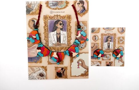Lightweight Clay Necklace and Earring Set, Colorful Abstract Pattern Jewelry for Valentine Gifts, Perfect Mother’s Day Gift for Mom, Unique Handmade Jewelry for Women and Gift for Her in Saudi Arabia