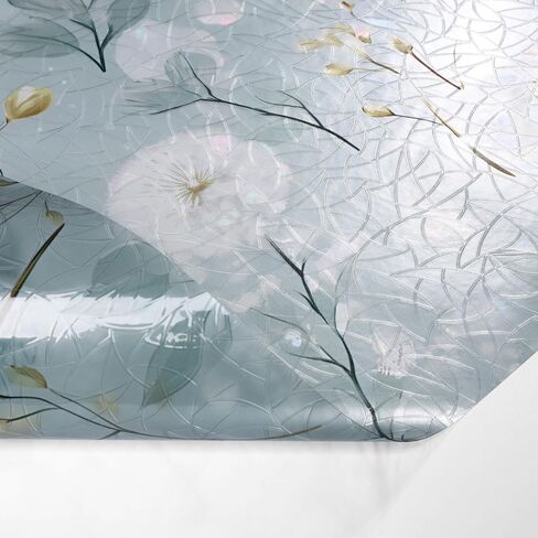 ICOOP Privacy Window Film Floral Stained Glass Film Botanical Window Clings for Glass Windows 23.6"x80" Dandelion Windows Sticker Privacy Non-Adhesive Elegant Static Cling Sticker for Home Kitchen in Saudi Arabia