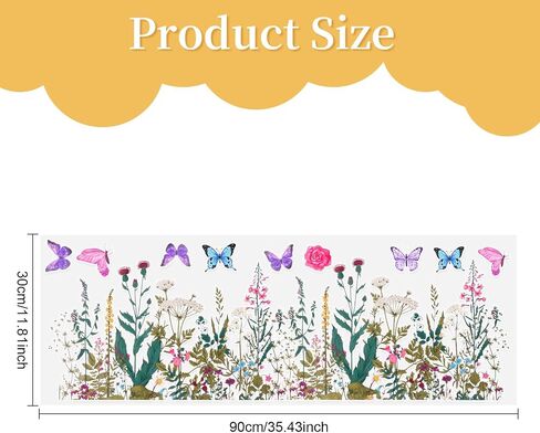 CEYAZYE Floral Window Clings for Glass Windows, Spring Summer Window Stickers Decorations, Wildflower Grass Butterfly Double-Sided Decals for Door Mirror, Home Party Supplies Shop Glass Display in Saudi Arabia