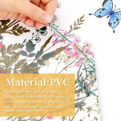 CEYAZYE Floral Window Clings for Glass Windows, Spring Summer Window Stickers Decorations, Wildflower Grass Butterfly Double-Sided Decals for Door Mirror, Home Party Supplies Shop Glass Display in Saudi Arabia