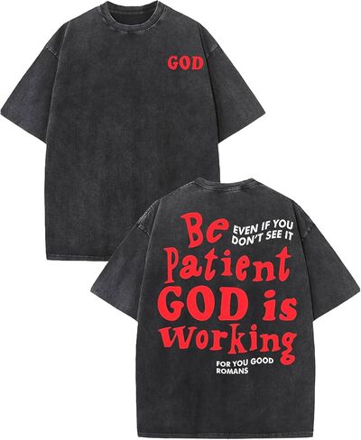 Vintage Acid Wash Christian T Shirts for Men Women Oversized Jesus Graphic Tee Faith Bible Verse Streetwear in Kuwait
