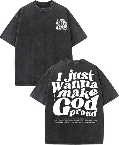 Vintage Acid Wash Christian T Shirts for Men Women Oversized Jesus Graphic Tee Faith Bible Verse Streetwear in Kuwait
