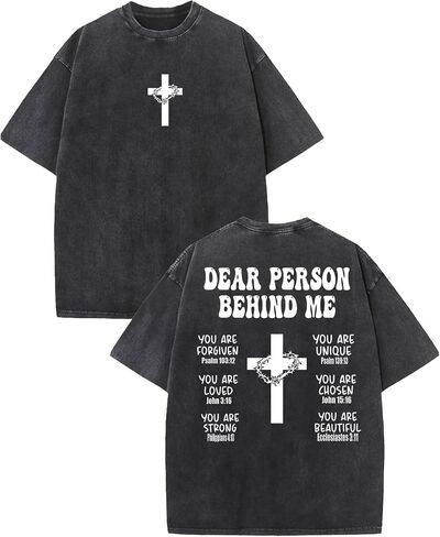 Vintage Acid Wash Christian T Shirts for Men Women Oversized Jesus Graphic Tee Faith Bible Verse Streetwear in Kuwait