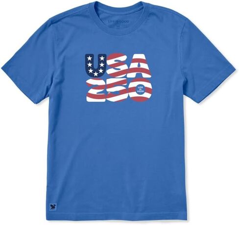 الحياة جيدة. تي شيرت USA 250 بأكمام قصيرة للرجال، أزرق رياضي in Kuwait
