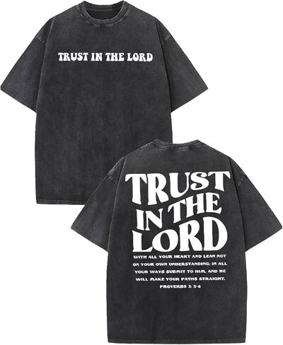 Vintage Acid Wash Christian T Shirts for Men Women Oversized Jesus Graphic Tee Faith Bible Verse Streetwear in Kuwait