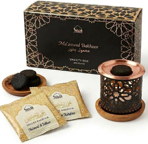 Maamoul Bakhoor Variety Box & Burner by Dukhni | Authentic Arabic Oud Incense | 10 pcs Bakhoor, 5 Mixed scents in Saudi Arabia