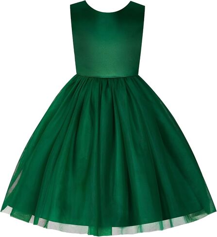 Uhnice Flower Girl Sleeveless Tulle Knee Length Party Dress Birthday Outfit for Wedding Special Occasion in Saudi Arabia