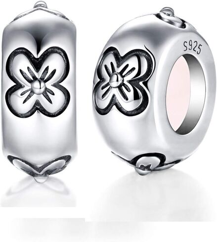 GW 2PCS Spacer Beads Stopper Charms 925 Sterling Silver Charms for Bracelets (Silver-Flower) in Saudi Arabia