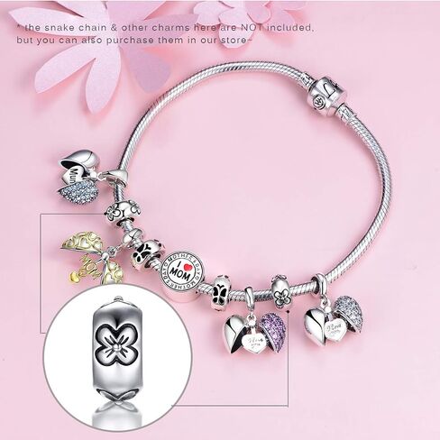 GW 2PCS Spacer Beads Stopper Charms 925 Sterling Silver Charms for Bracelets (Silver-Flower) in Saudi Arabia