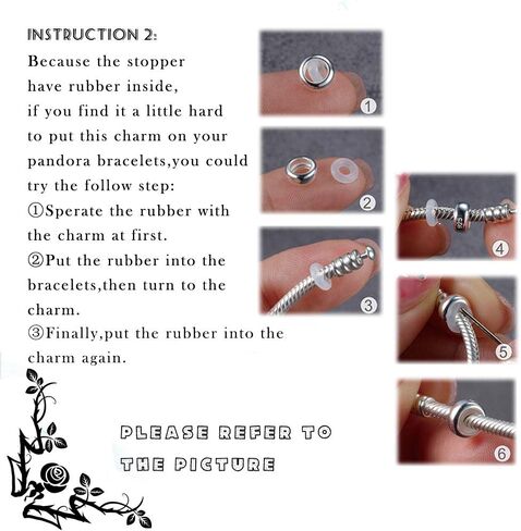 GW 2PCS Spacer Beads Stopper Charms 925 Sterling Silver Charms for Bracelets (Silver-Flower) in Saudi Arabia