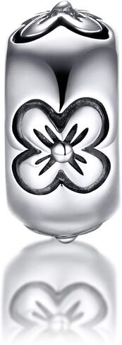 GW 2PCS Spacer Beads Stopper Charms 925 Sterling Silver Charms for Bracelets (Silver-Flower) in Saudi Arabia