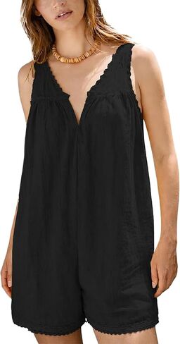 Womens Lace Trim Romper Perfect for Summer and Casual Outfits in Saudi Arabia