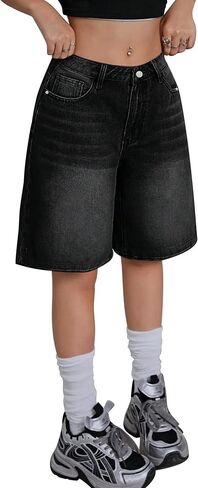 Girls Jean Shorts High Waisted Wide Leg Baggy Denim Shorts for Teen Trendy Y2k Vintage Bermuda Jorts 13-16Y in Kuwait