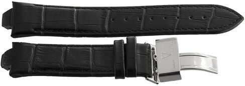 Aqua Master 10mm Widens to 23mm Black Leather Watch Band Strap With Stainless Steel Deployment Clasp in Saudi Arabia