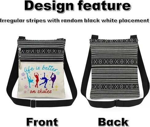 Winter Sports Crossbody Bag with Adjustable Strap Ice Skater Print Messenger Bag for Adults Inspirational Skating Gift for Sister's Birthday Winter Sports Day​​ in Kuwait