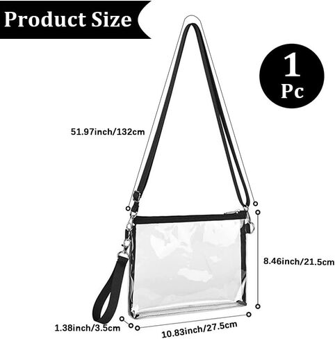 Clear Bag for Stadium Events Clear Crossbody Bag Transparent PVC Purse Waterproof See Through Handbag with Adjustable Strap for Sports Fan Game Day Concerts Traveling in Saudi Arabia