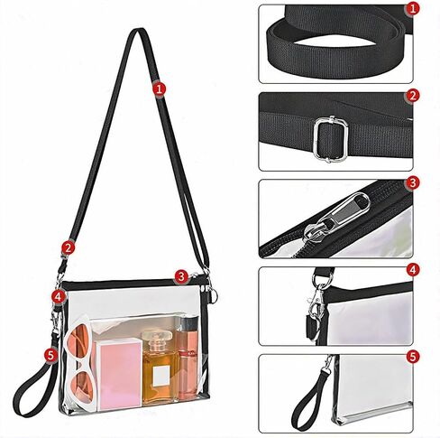 Clear Bag for Stadium Events Clear Crossbody Bag Transparent PVC Purse Waterproof See Through Handbag with Adjustable Strap for Sports Fan Game Day Concerts Traveling in Saudi Arabia