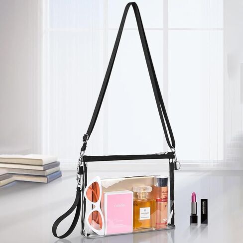 Clear Bag for Stadium Events Clear Crossbody Bag Transparent PVC Purse Waterproof See Through Handbag with Adjustable Strap for Sports Fan Game Day Concerts Traveling in Saudi Arabia