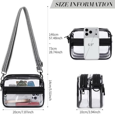Clear Bag Stadium Approved, See Through Clear Crossbody Bag Purse Dual Main Pockets for Concerts & Events in Saudi Arabia