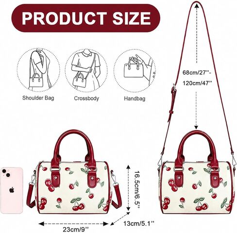 Girly Fruit Prints Crossbody Bag Cute Cherry Strawberry Blackberry Top Handle Boston Bag for Women Girls in Saudi Arabia