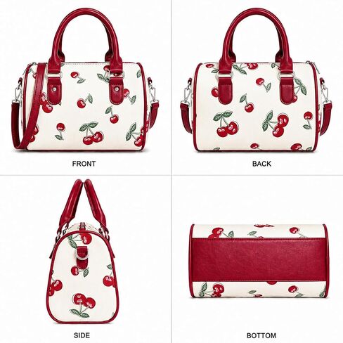 Girly Fruit Prints Crossbody Bag Cute Cherry Strawberry Blackberry Top Handle Boston Bag for Women Girls in Saudi Arabia