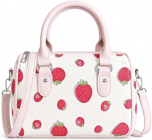 Girly Fruit Prints Crossbody Bag Cute Cherry Strawberry Blackberry Top Handle Boston Bag for Women Girls in Saudi Arabia