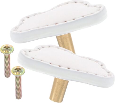 2pcs Cloud Shape Brass Dresser Drawer Handles with Thick White Leather for ’s Wardrobe Cabinet Knobs Furniture Door Pulls Replacement Hardware in Saudi Arabia
