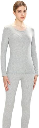 Women's Thermal Underwear Set Cotton Round Neck Long Sleeve Base Layers Set in Kuwait
