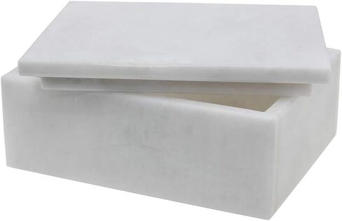 Rectangular Marble Keepsake Box - Hand Carved, Polished Jewelry Box With Non-Slip Rubber Pads - Lightweight & Compact With Lid - Versatile, Luxury Stone Box for Storing & Organizing in Saudi Arabia