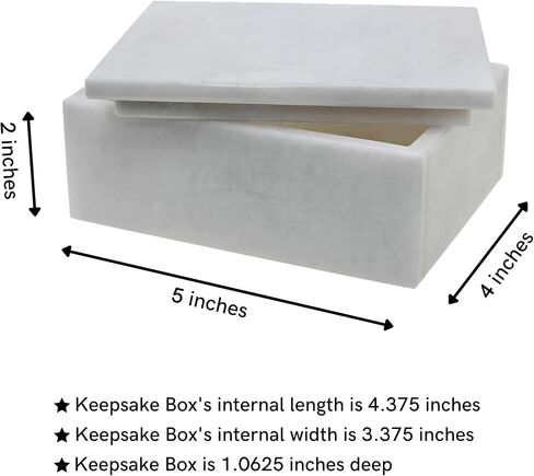 Rectangular Marble Keepsake Box - Hand Carved, Polished Jewelry Box With Non-Slip Rubber Pads - Lightweight & Compact With Lid - Versatile, Luxury Stone Box for Storing & Organizing in Saudi Arabia