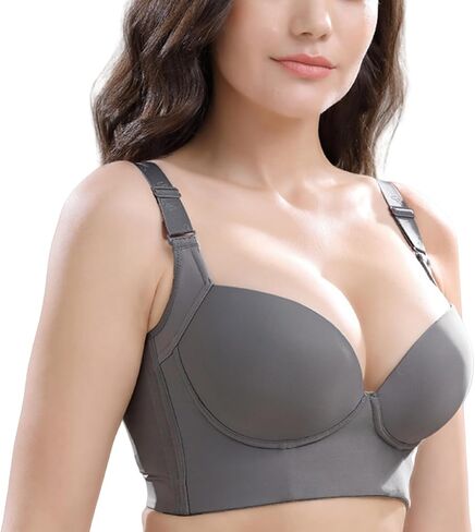 Women's Full Coverage Push-Up Bra Padded Underwire Support Adjustable Straps Back Smoothing Lingerie in Saudi Arabia
