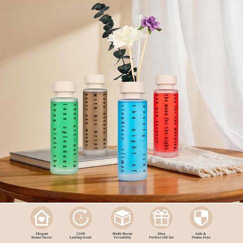 Ikeda Luxury Gift Set of 4 Reed Diffusers with Preserved Eucalyptus - Home Fragrance Oils for Bedroom, Bathroom, Office & Living Room - Scents for Relaxation, Focus & Mood (5.07 fl.oz Each) in Saudi Arabia
