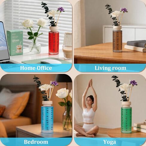 Ikeda Luxury Gift Set of 4 Reed Diffusers with Preserved Eucalyptus - Home Fragrance Oils for Bedroom, Bathroom, Office & Living Room - Scents for Relaxation, Focus & Mood (5.07 fl.oz Each) in Saudi Arabia