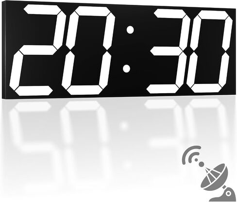 CHKOSDA 18.7'' Automic Digital Wall Clock, LED Digital Clock with Large Display, Multi-Function Wall Clock with Alarm and Timer, Auto Time Sync Clock with Adjustable Brigthness(White) in Saudi Arabia