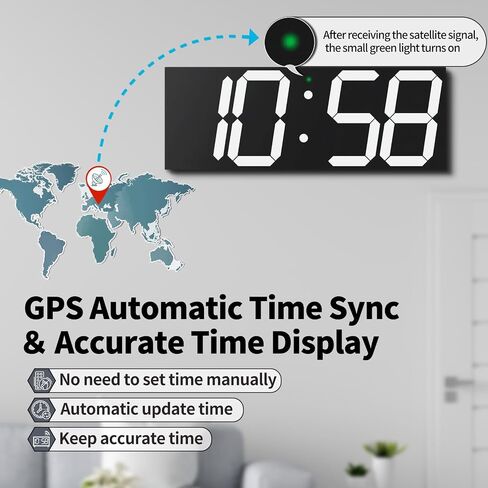CHKOSDA 18.7'' Automic Digital Wall Clock, LED Digital Clock with Large Display, Multi-Function Wall Clock with Alarm and Timer, Auto Time Sync Clock with Adjustable Brigthness(White) in Saudi Arabia
