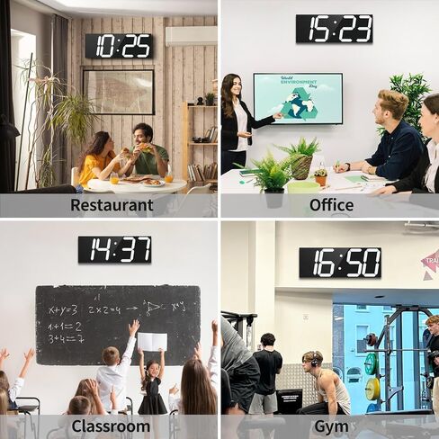 CHKOSDA 18.7'' Automic Digital Wall Clock, LED Digital Clock with Large Display, Multi-Function Wall Clock with Alarm and Timer, Auto Time Sync Clock with Adjustable Brigthness(White) in Saudi Arabia