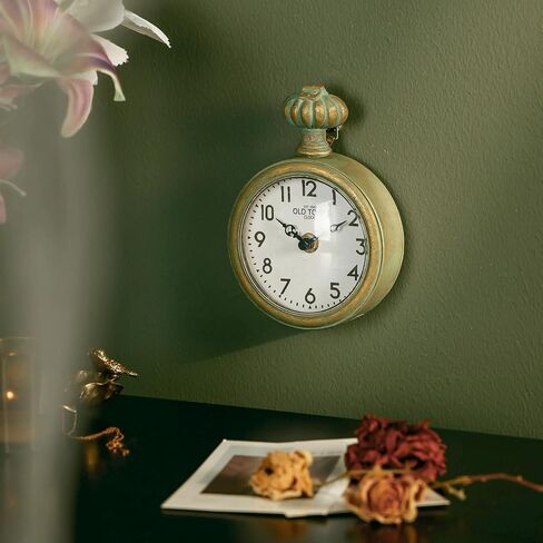 NIKKY HOME Small Wall Clock 4.6 Inch, Vintage Aqua Silent Analog Tiny Clock | Non-Ticking Battery Operated Retro Round Metal Clock, Classic Decorative for Living Room, Bathroom, Kitchen Office in Kuwait