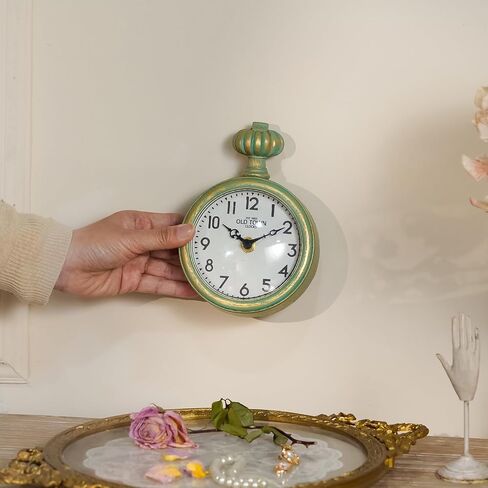 NIKKY HOME Small Wall Clock 4.6 Inch, Vintage Aqua Silent Analog Tiny Clock | Non-Ticking Battery Operated Retro Round Metal Clock, Classic Decorative for Living Room, Bathroom, Kitchen Office in Kuwait