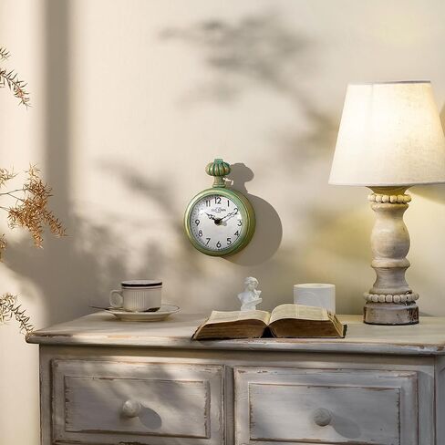 NIKKY HOME Small Wall Clock 4.6 Inch, Vintage Aqua Silent Analog Tiny Clock | Non-Ticking Battery Operated Retro Round Metal Clock, Classic Decorative for Living Room, Bathroom, Kitchen Office in Kuwait