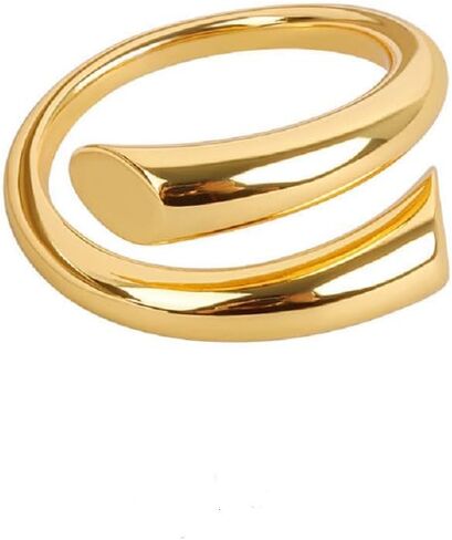 Chunky Gold Plated Wrap Around Ring Minimalist High Polish Tarnish Resistant Comfort Fit Open Adjustable Statement Ring for Women in Saudi Arabia