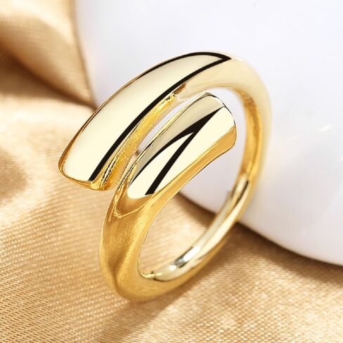 Chunky Gold Plated Wrap Around Ring Minimalist High Polish Tarnish Resistant Comfort Fit Open Adjustable Statement Ring for Women in Saudi Arabia