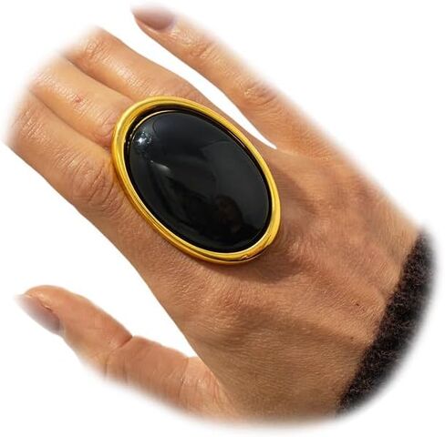 Vintage Black Red Gold Big Oval Ring For Women Statement, Chunky Burgundy Large Acrylic Round Dome Rings Y2k Party Jewelry Gifts Costume Accessories in Saudi Arabia