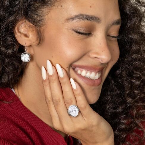 JEAN RACHEL JEWELRY 925 Sterling Silver Oval Braid Wrap Ring - Massive 15.75ct Clear Cubic Zirconia Layered Statement Ring in Saudi Arabia