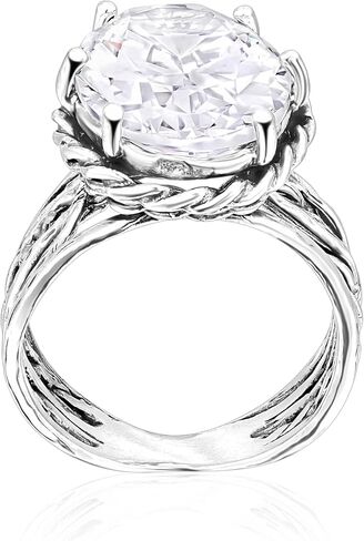 JEAN RACHEL JEWELRY 925 Sterling Silver Oval Braid Wrap Ring - Massive 15.75ct Clear Cubic Zirconia Layered Statement Ring in Saudi Arabia